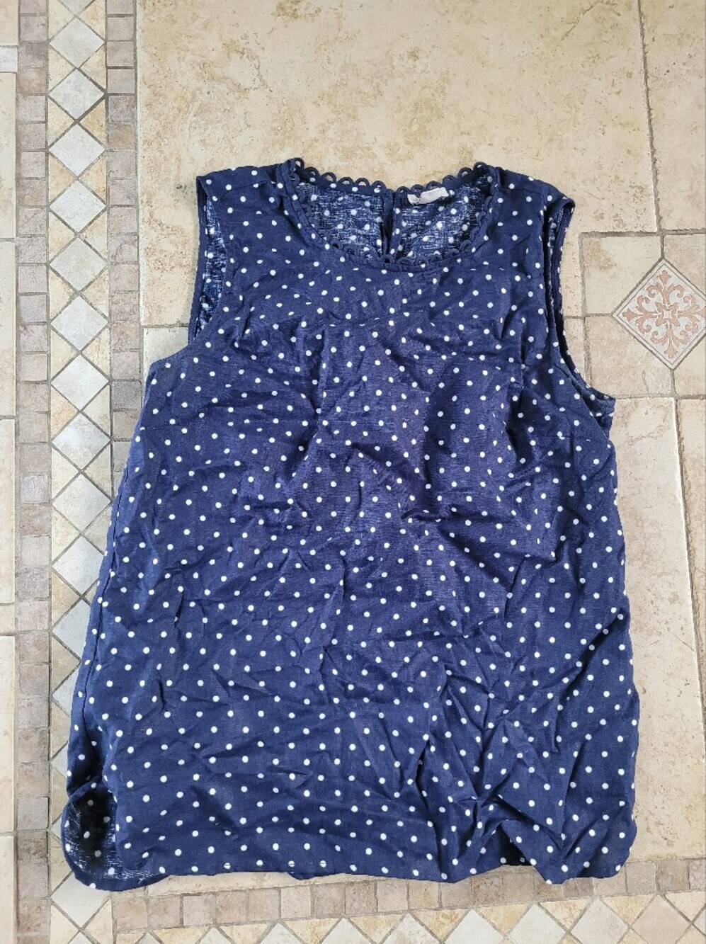J. Crew Navy Polka Dot Sleeveless Blouse